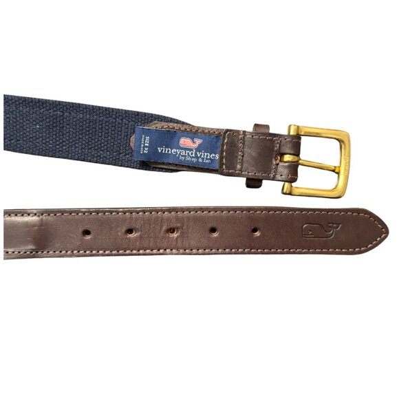 Vineyard Vines Men's Lighthouse Green & Navy Belt Size 32 - Picture 3 of 4